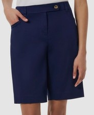 Jones New York Women's Blue Mid-Rise Fly Front Duke Shorts Petite Sz 8P
