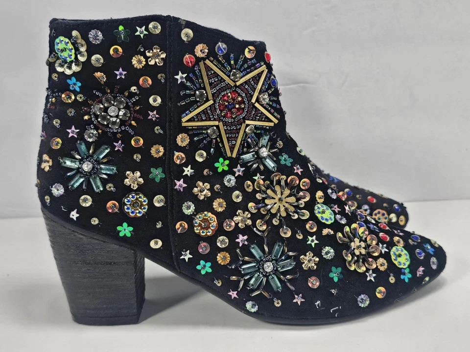 Free People Night Out Ankle Boot Women's Size EU 39 US 8.5 sequins velvet shiny - Image 3 of 4