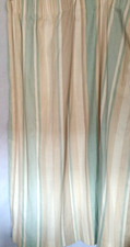 Laura Ashley Duck Egg Blue Awning Stripe Lined Curtains 62"W x 53”L