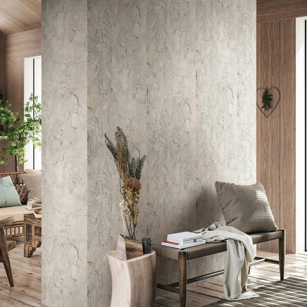 Vliestapete Fliesen Motiv Used-Look Stein Optik Grau Beige 45767 (4,31€/1Qm)-image