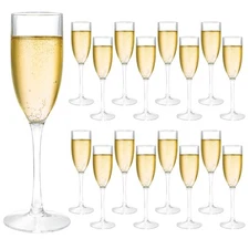 Frcctre 16 Pack Acrylic Champagne Flutes 5oz Clear Plastic Reusable Long Stem...