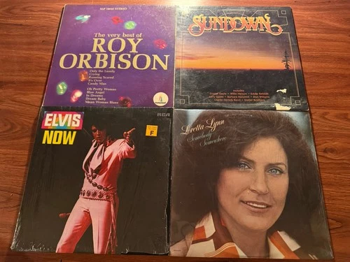Lot Of 4 Vinyl LPs Elvis Roy Orbison Loretta Lynn Sundown