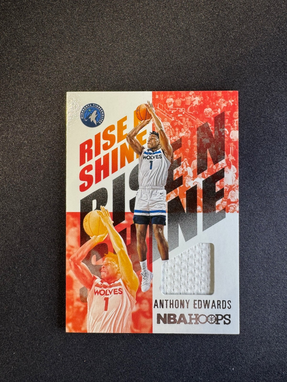 2020-21 Panini NBA Hoops Anthony Edwards RC Rookie Jersey Patch Rise N Shine