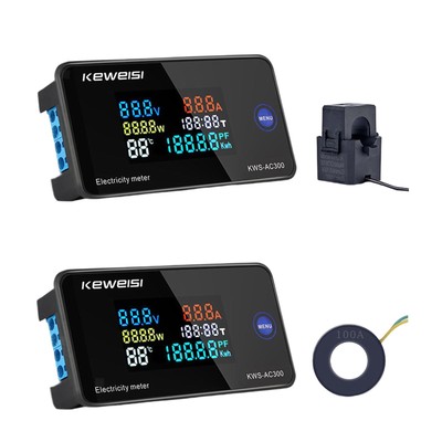 AC50V-300V 100A Stromzähler mit Display Leistung Energie Watt KWH Temperatur