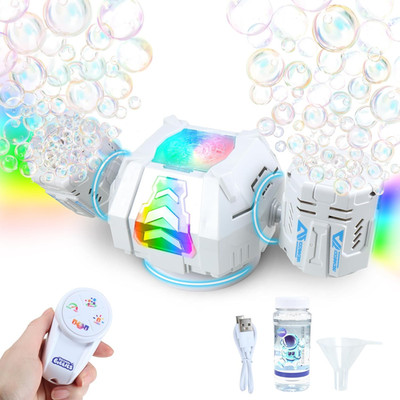 2026 RC Bubble Machine with RGB Lights, 360° Auto Rotation Bubbles Toy, Recharge
