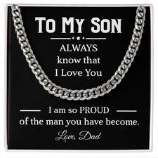 To My Son Necklace Cuban Chain Love Dad Father and Son Jewelry Gift Proud of You