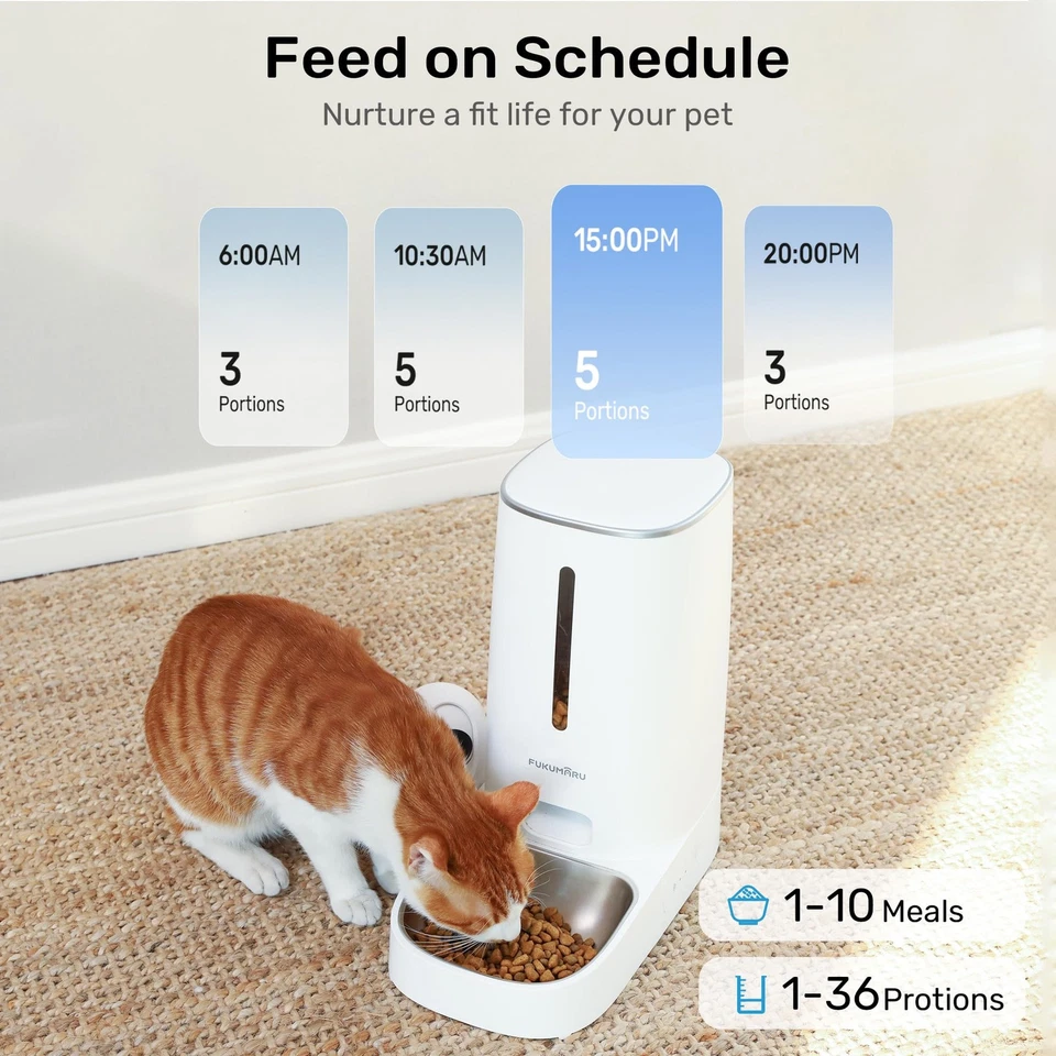 Automatic Cat Feeder with Rotating Camera,1080P HD Video with Night Vision, 5... - Image 3 of 4