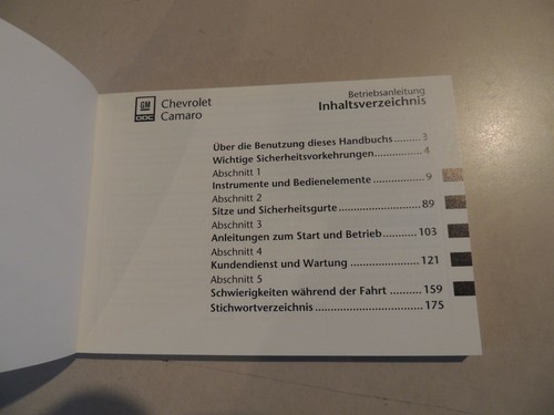 Chevrolet Camaro 3,8L 5,7L 1998 Betriebs anleitung Bord Fahrer hand buch - Picture 3 of 3