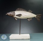 FISH SCULPTURE DISTRESSED RECLAIMED MATERIALS ARTISANAL FOLK ART BEACH HUT STYLE