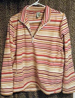 Womens Sahalie Butter Fleece Pullover PXL Pink Cream Brown Stripe