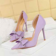 Decolte Scarpe 10.5 cm Lilla Fiocco Tacco Spillo Eleganti Pelle Sintetica 11383