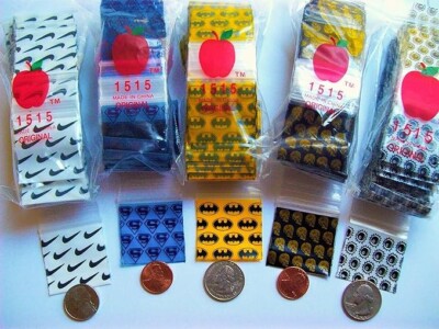 DIME BAGS - ELITE PATTERN MIX  1200pcs 1.5'' x 1.5'' APPLE 1515 ! (12 Packs x 100)