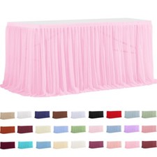 Chiffon Table Skirts Rectangle or Round Tables for Birthday Party Decor Parts