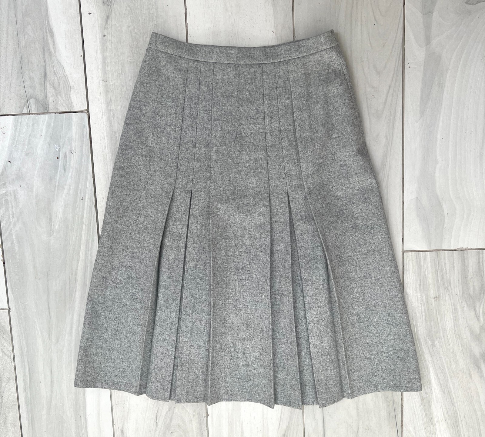EASTEX Vintage Grey New Wool Blend Ladies Pleated Midi Skirt Small eBay
