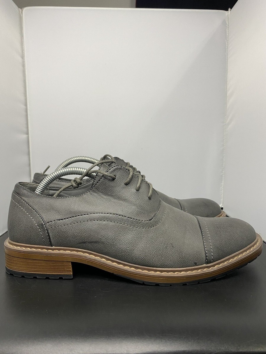 Perry Ellis Portfoli Grey Oxford Cap Toe Grey Shoe Perry Ellis Portfolio Clarkson Gray Leather Cap Toe Lace Up  main image 2