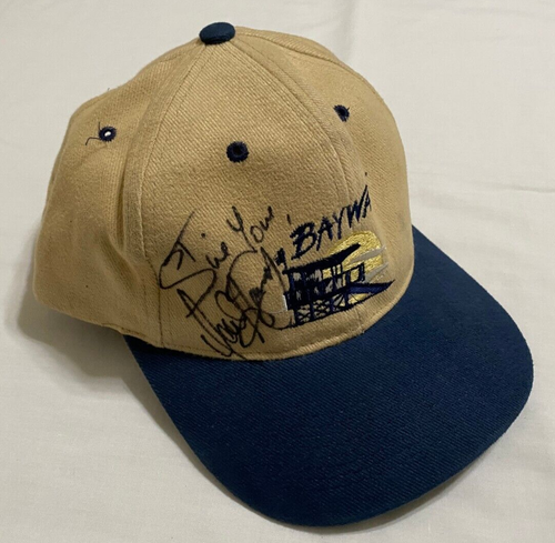 David Hasselhoff signed Autogramm Baywatch Mütze Baumwolle Kappe beige Strapback Vintage - Bild 1 von 12