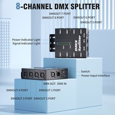 8-Channel DMX Splitter Signal Amplifier Wireless DMX512 Signal Splitter Stage