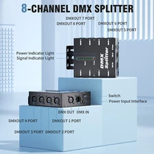 8-Channel DMX Splitter Signal Amplifier Wireless DMX512 Signal Splitter Stage