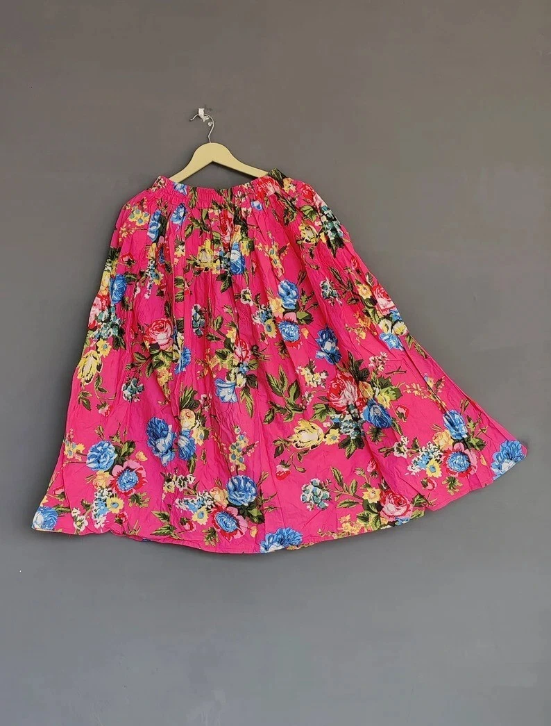 Indian 100%Cotton Peach Floral Skirt Women's Clothing Long Skirt Beach Skirt US
Opens in a new windo