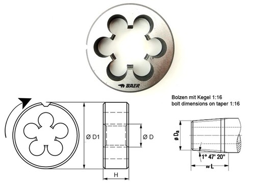 NPT Rohrgewinde BAER Gewindebohrer Schneideisen Gewindeschneider 1/8 - 2 Zoll - Bild 20 von 22