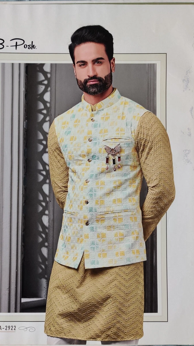 Chikankari modi jacket Chikankari indian nehru jacket wedding jacket men |  eBay