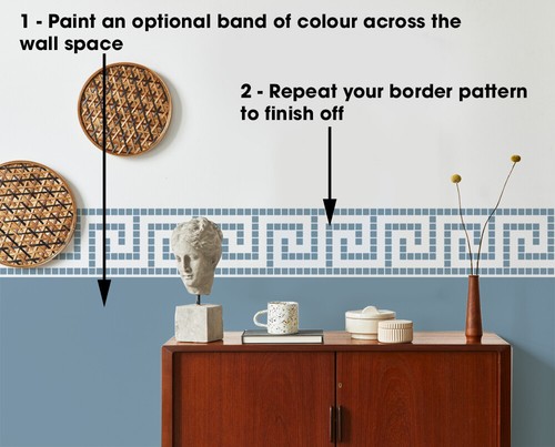 Mosaico Clave Griega Borde de Pared Patrón Estarcido, Azulejo Efecto Frontera - Imagen 4 de 7