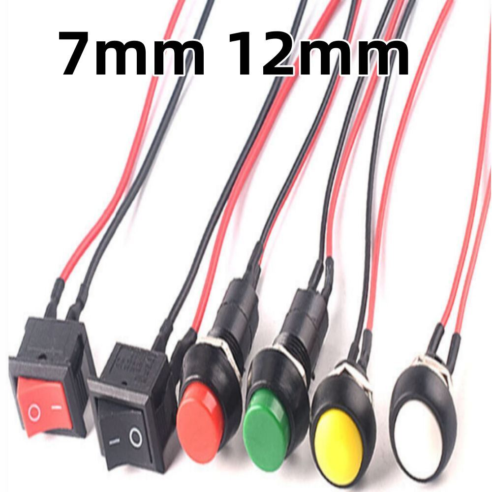 Round & Rectangular Momentary Push Button Switch with 7mm 12mm Cable