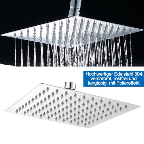 Kopfbrause Rainshower Luxus Edelstahl Regendusche Brausekopf Duschkopf V304 DE - Bild 5 von 36