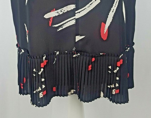 SIONI V NECK WOMEN BLOUSE COLOR BLACK PRINT PLEATED TOP SIZE L SLEEVELESS 11229F - Bild 4 von 12