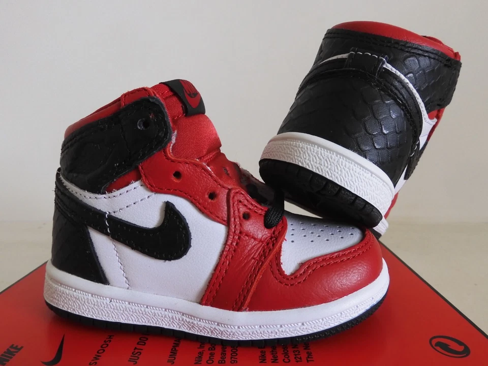 Nike Air Jordan 1 High Retro Og (Td) Gym Red-Black-White Sz 5c [CU0450-601] - Image 2 of 4
