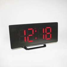 Image of LED Digital Alarm Clock Mains USB/Battery Temperature Large Mirror Display UK