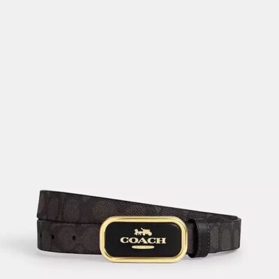 NWT! Coach CX057 Women\'s Belt Signature Coated Canvas Refined Calf Black Leather Coach | Accessories | New Coach Classic Buckle Cut To Size  main image 4