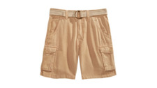 Ring of Fire Big Boys Bobby Twill Cargo Shorts with D-Ring Belt - Khaki