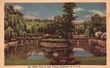 Postcard NY Rochester Willow Pond at East Avenue 1947 Linen Vintage PC J8212