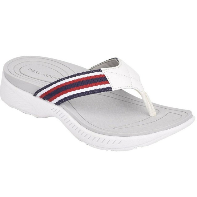 Women's Easy Spirit RANDI 2 Blue-White-Red Slip-On Thong Sandal Shoes | eBay
