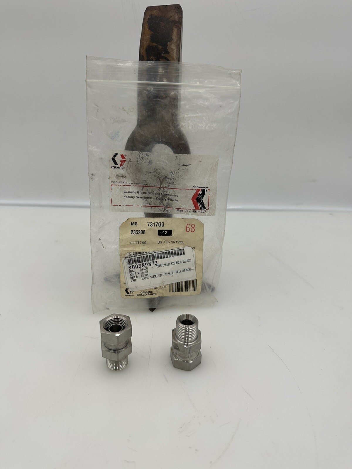 GRACO 235208 Fitting Union Swivel 3/8MNPT X 3/8FNPSM SST Stainless ...