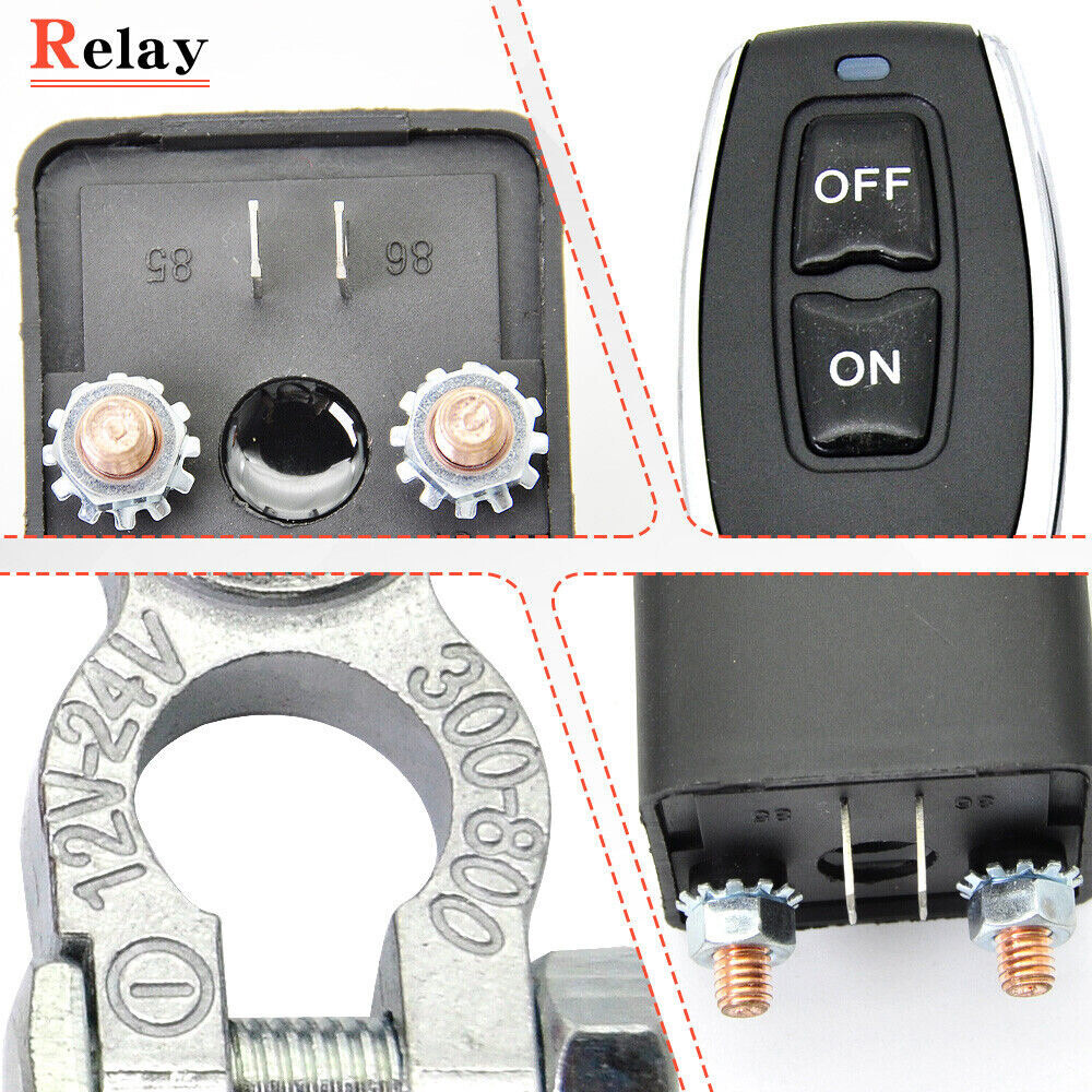 Car Battery Disconnect Relay Wireless Dual Remote Master Kill Cut-off Switch 12V