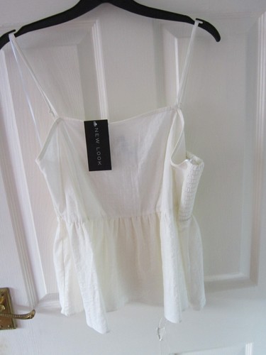 NEW LOOK SIZE 14 CREAM WHITE TUNIC TOP PEPLEM BLOUSE STRAPPY CAMI BEACH - Picture 9 of 17