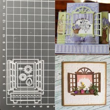 Window With Flower DIY Metal Cutting Dies Scrapbooking Paper Card Stencils Mould