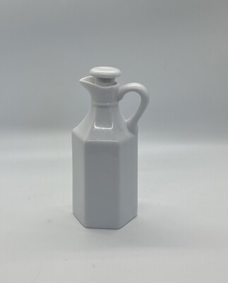 Xcell Decorative Milk Glass Pitcher with Stopper Cruet Dressing Bottle Vase