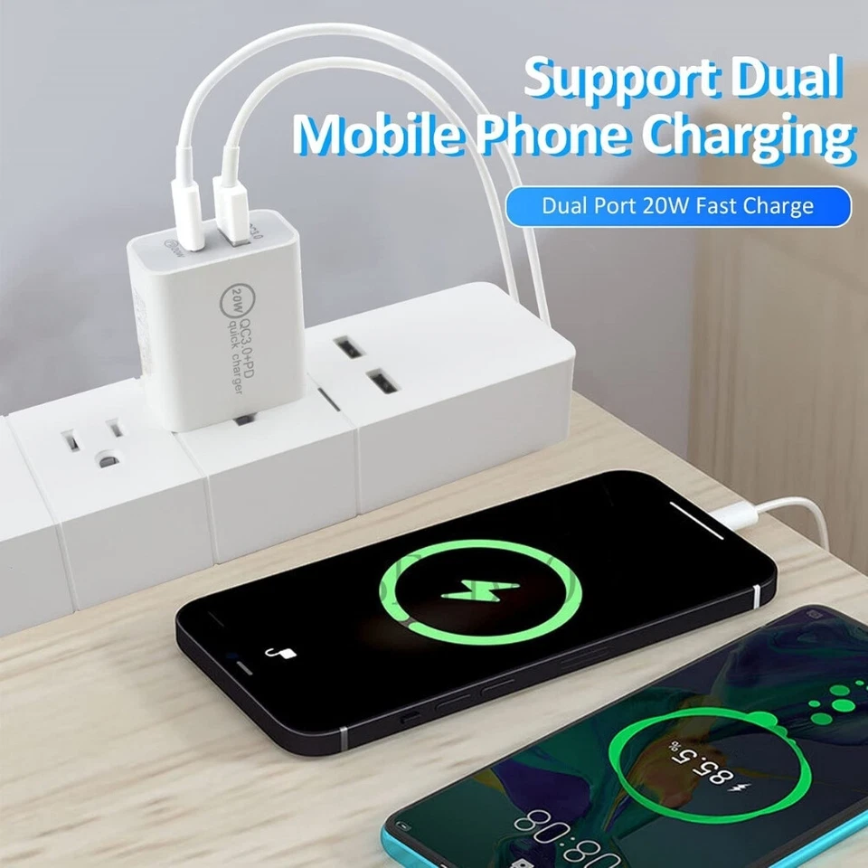 QC PD 20W USB-C Fast Charger Type C Nylon Cable For iPhone 14 13 12 11 XS XR X 8 - Image 3 of 4