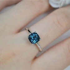 925 Solid Sterling Silver Natural London Blue Topaz Gemstone Handmade Ring, Gift