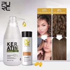 PURC 300ml Brazilian Keratin Hair Treatment 100ml Purifying Shampoo Professional