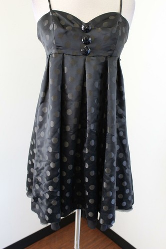 Vtg Betsey Johnson Black Polka Dot Empire Waist Pleated Dress Size 4 Cocktail - Picture 4 of 10