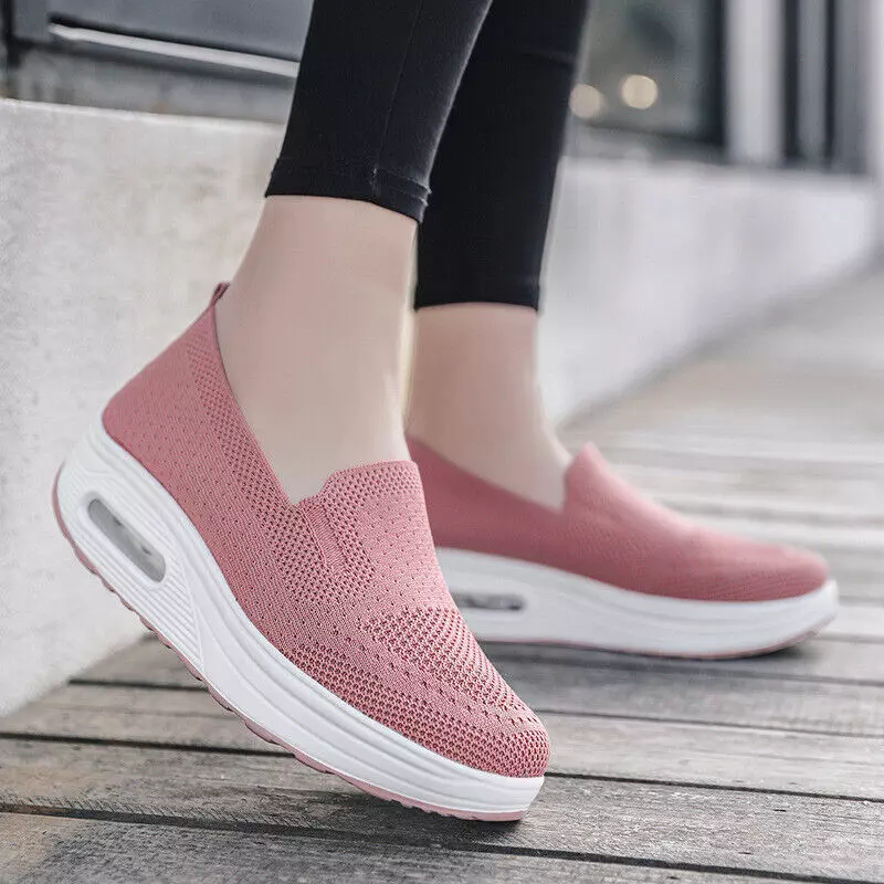 Women's Orthopedic Air Cushioned Sole Flying Woven Sneakers for Couple  Walking Shoes Casual 38 Pink