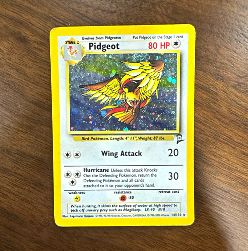 Pidgeot 14/130 Base Set 2 Holo Rare 80 HP 2000 Wizards English Stage 2