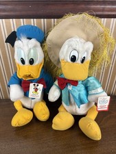 Vintage Lot of 2 Disneyland Walt Disney World Plush Donald Duck Three Caballeros