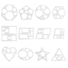 12 PCS Drawing Stencil Geometric Circle Square Heart Star Template Set Craft