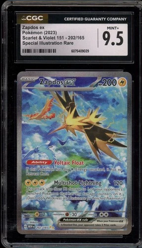 Pokemon Zapdos ex 151 MEW EN Special Illustration Rare #202 CGC 9.5