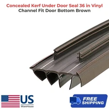Concealed Kerf Under Door Seal 36 in Vinyl Channel Fit Door Bottom Brown